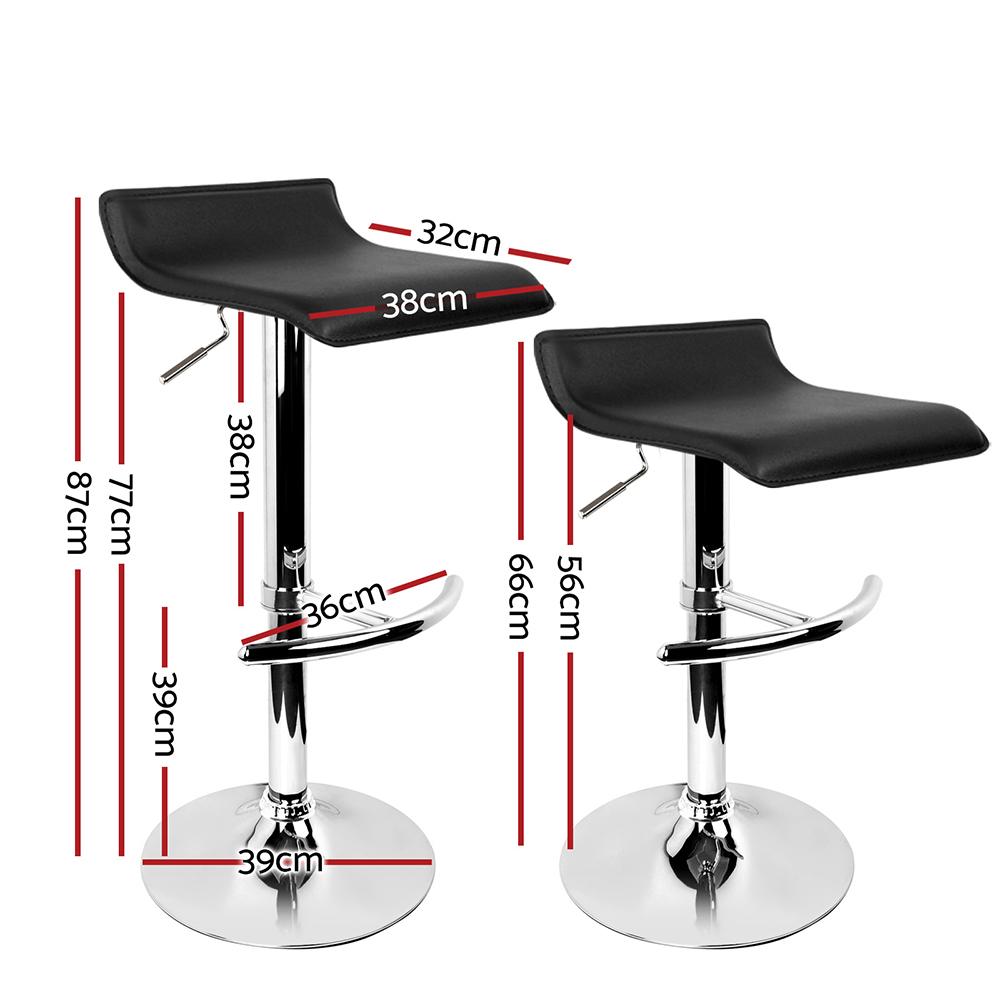 Artiss Set of 2 PU Leather Wave Style Bar Stools in Black with chrome base, showcasing modern design and comfort.